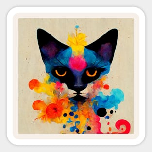 Abstract Cat Sticker